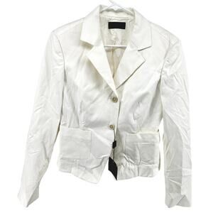 Narciso Rodriguez Suit Silk Skirt Set Two Button Blazer White 42/46 M/L NWT
